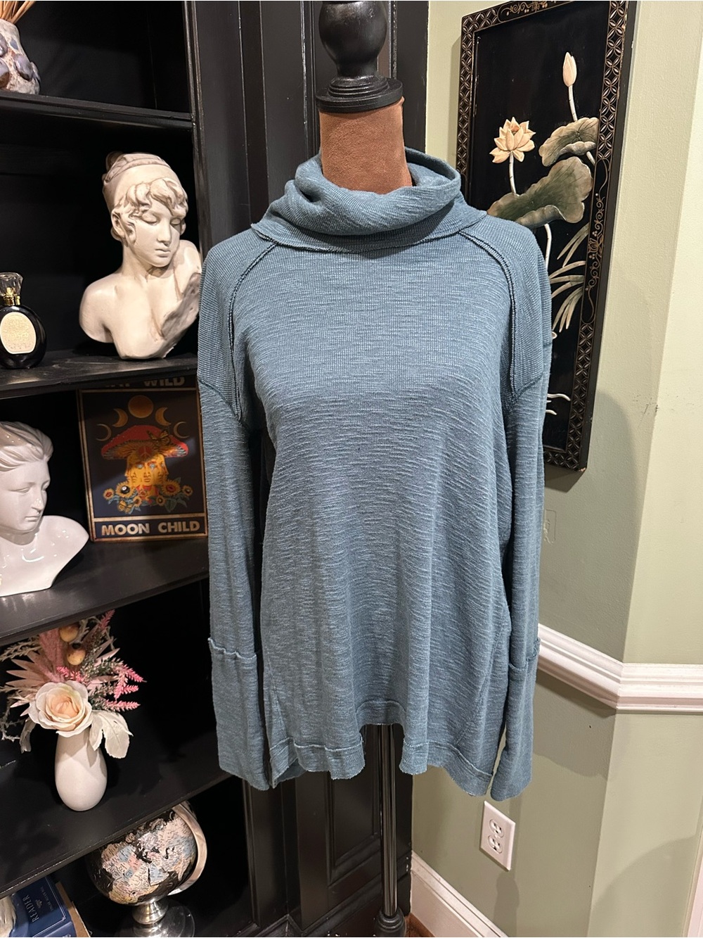 Free People We The Free Split‑Back Turtleneck Thermal – Size Medium